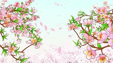 浪漫唯美春季桃花樱花飞舞背景视频视频的预览图